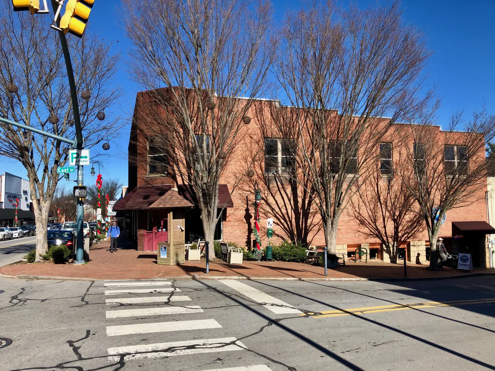 Downtown street corner in Waynesville, North Carolina