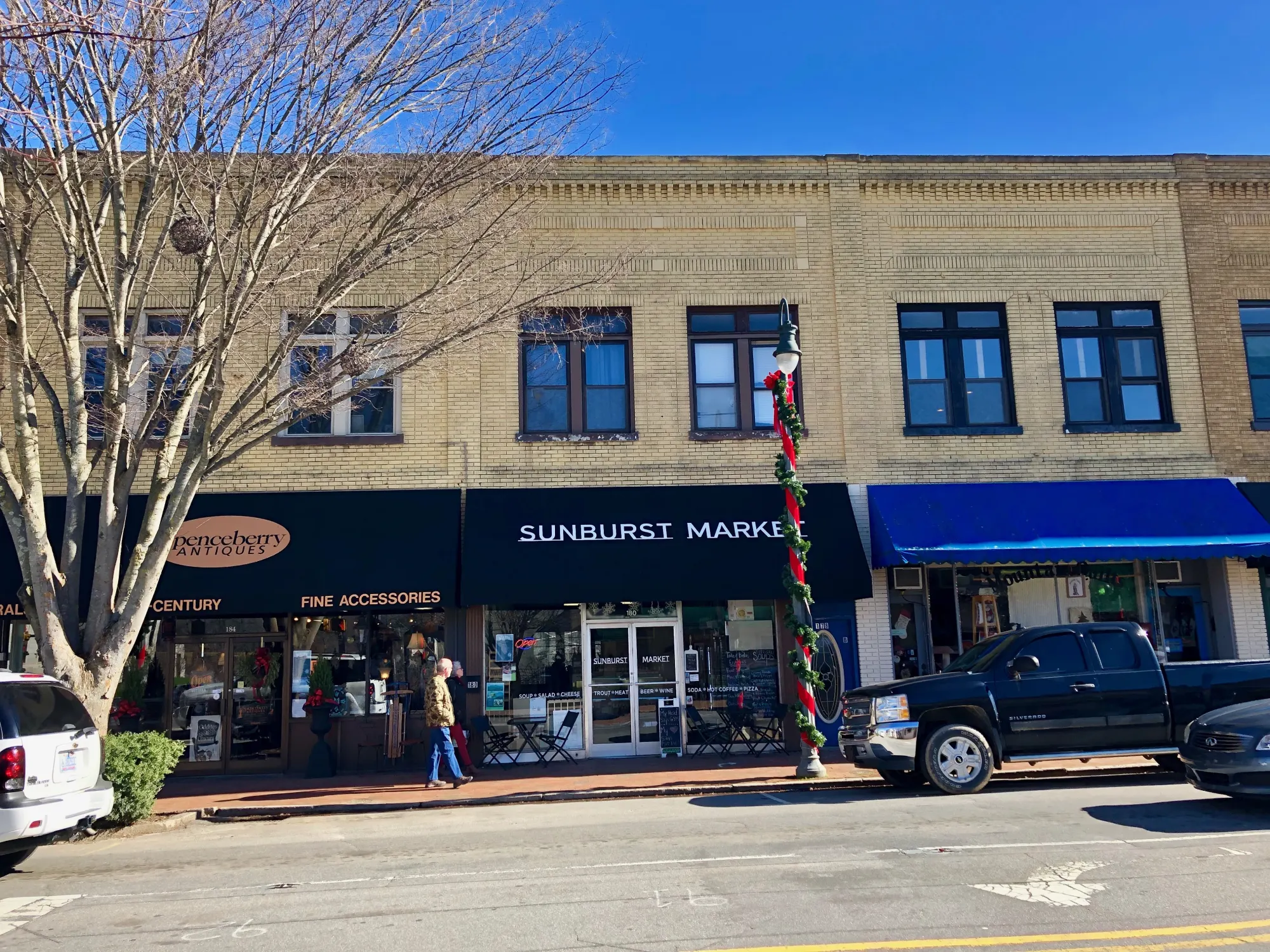 Downtown storefronts on Main Street in Waynesville, North Carolina