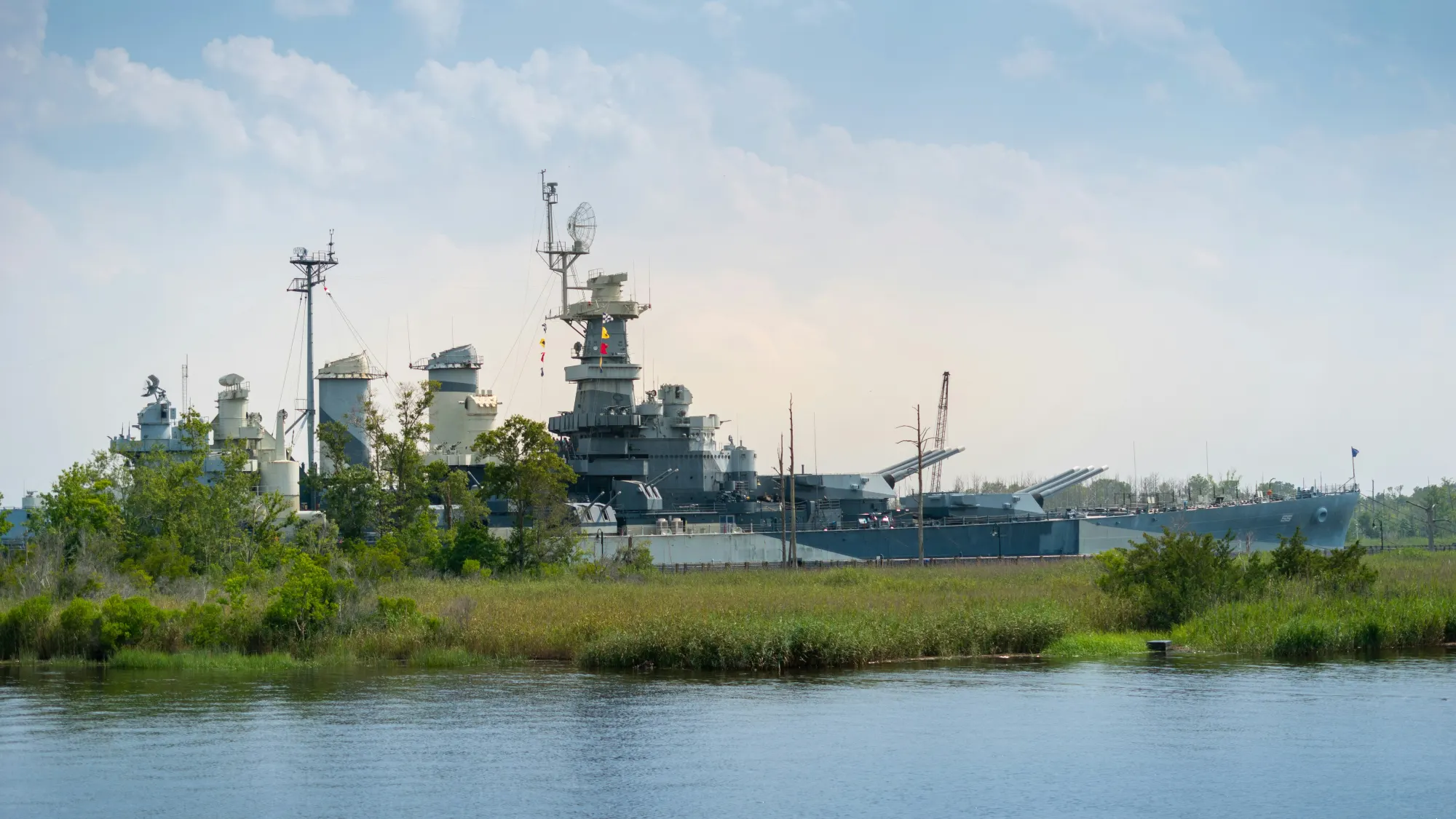 The Battleship North Carolina memorial on the Cape Fear River in Wilmington, North Carolina